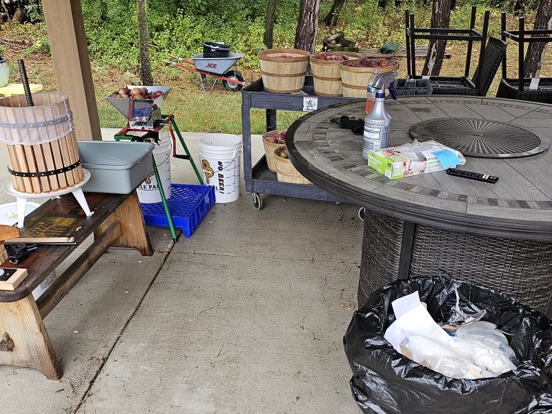 Set up for apple pressing